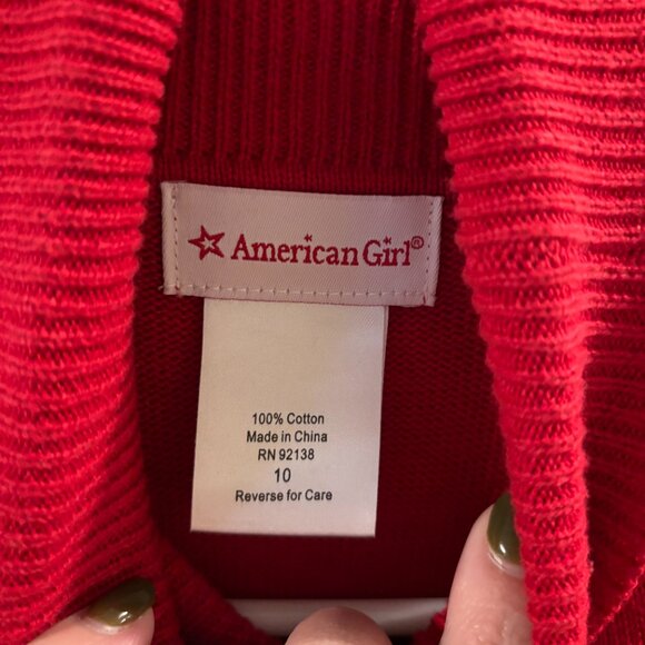 American Girl Doll Girl's Red Sweater Dress ~ 10 ~ Missing Belt ~ Holiday Winter - Picture 2 of 4
